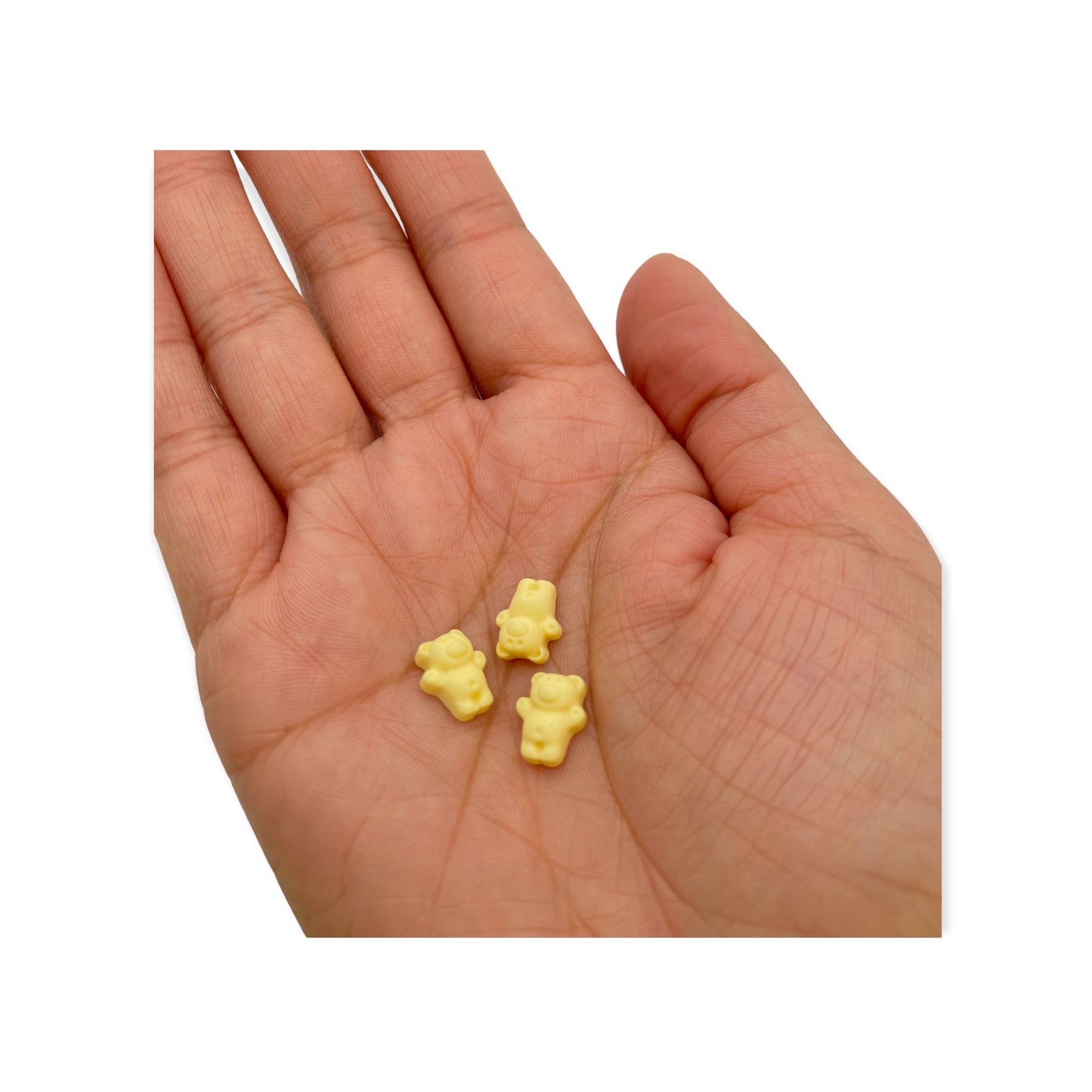 Mini Bear Charms 3pcs Light Yellow
