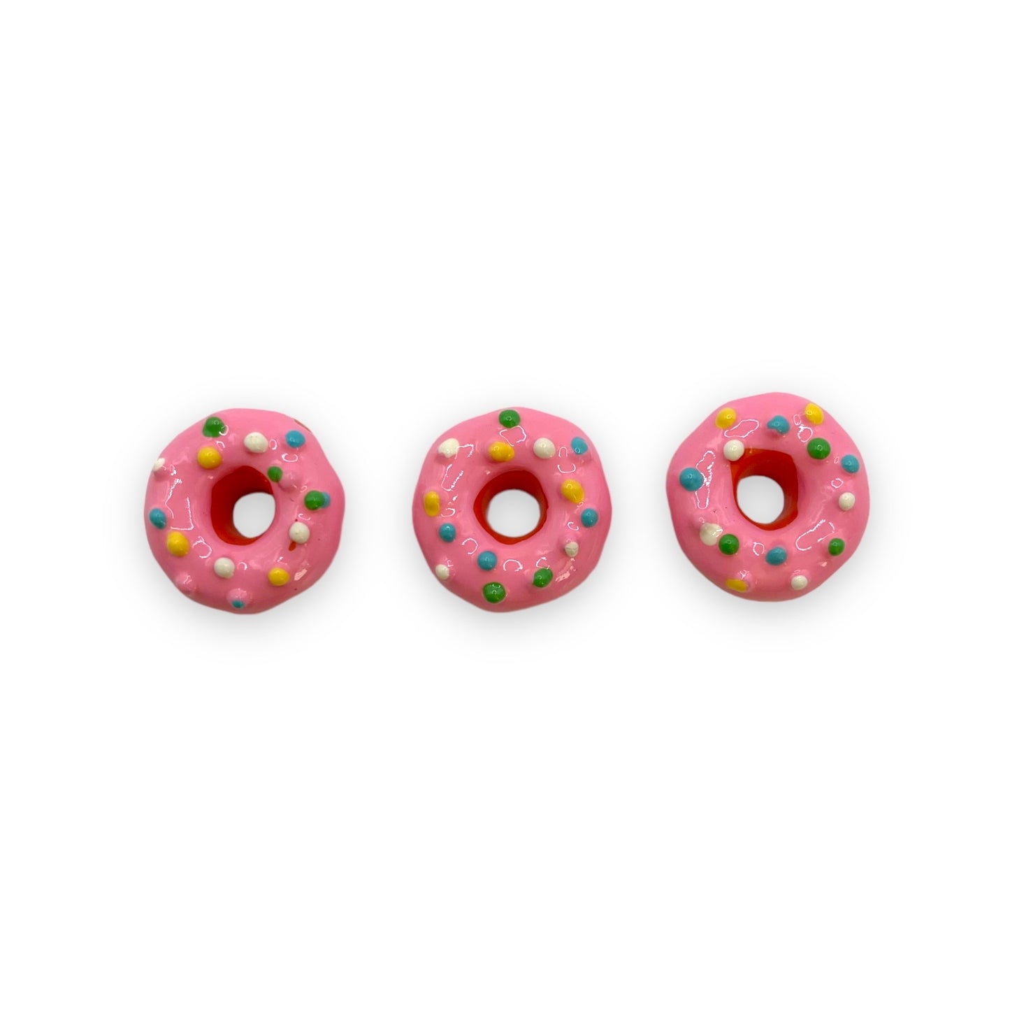 Nail Art Charms 3pcs Pink Donuts with Splinkles