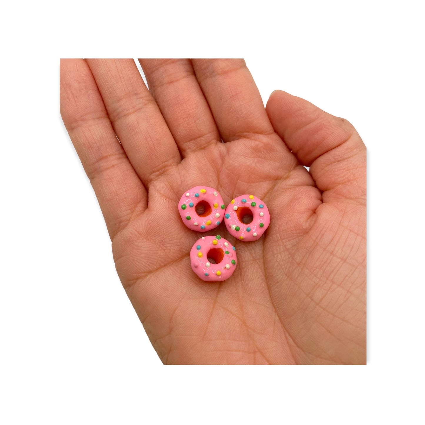 Nail Art Charms 3pcs Pink Donuts with Splinkles