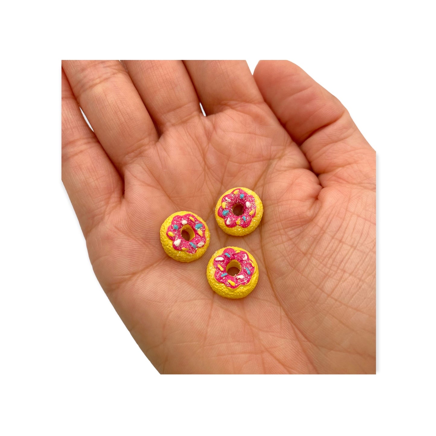 Nail Art Charms 3pcs Colorful Splinkles Donuts