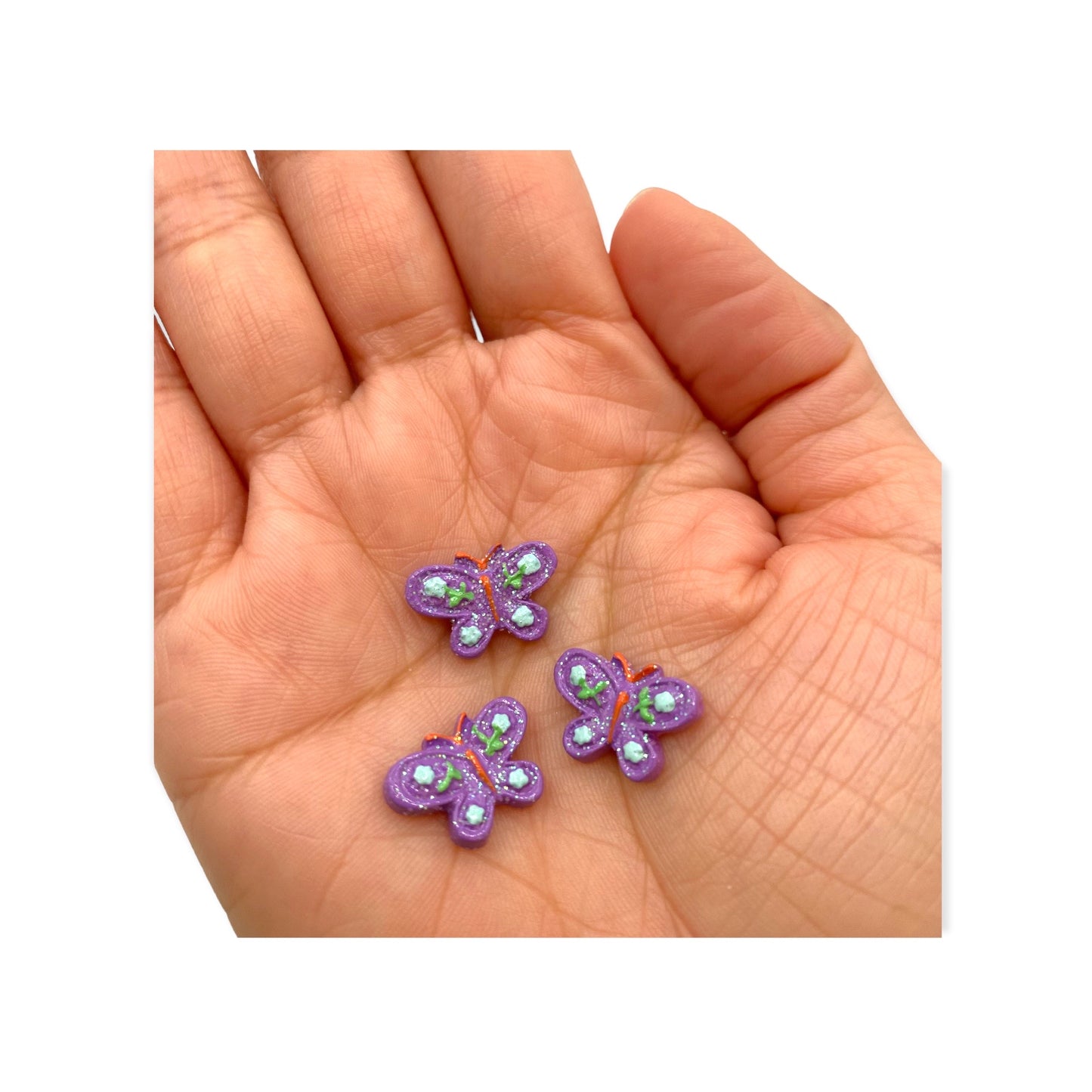 Nail Art Charms 3pcs Purplr Butterfly