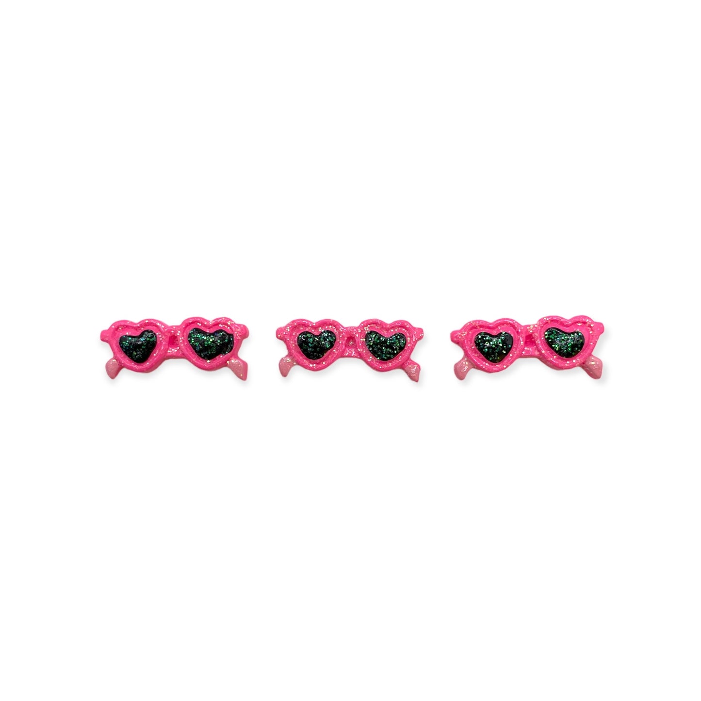 Nail Art Charms 3pcs Pink Heart Sunglasses