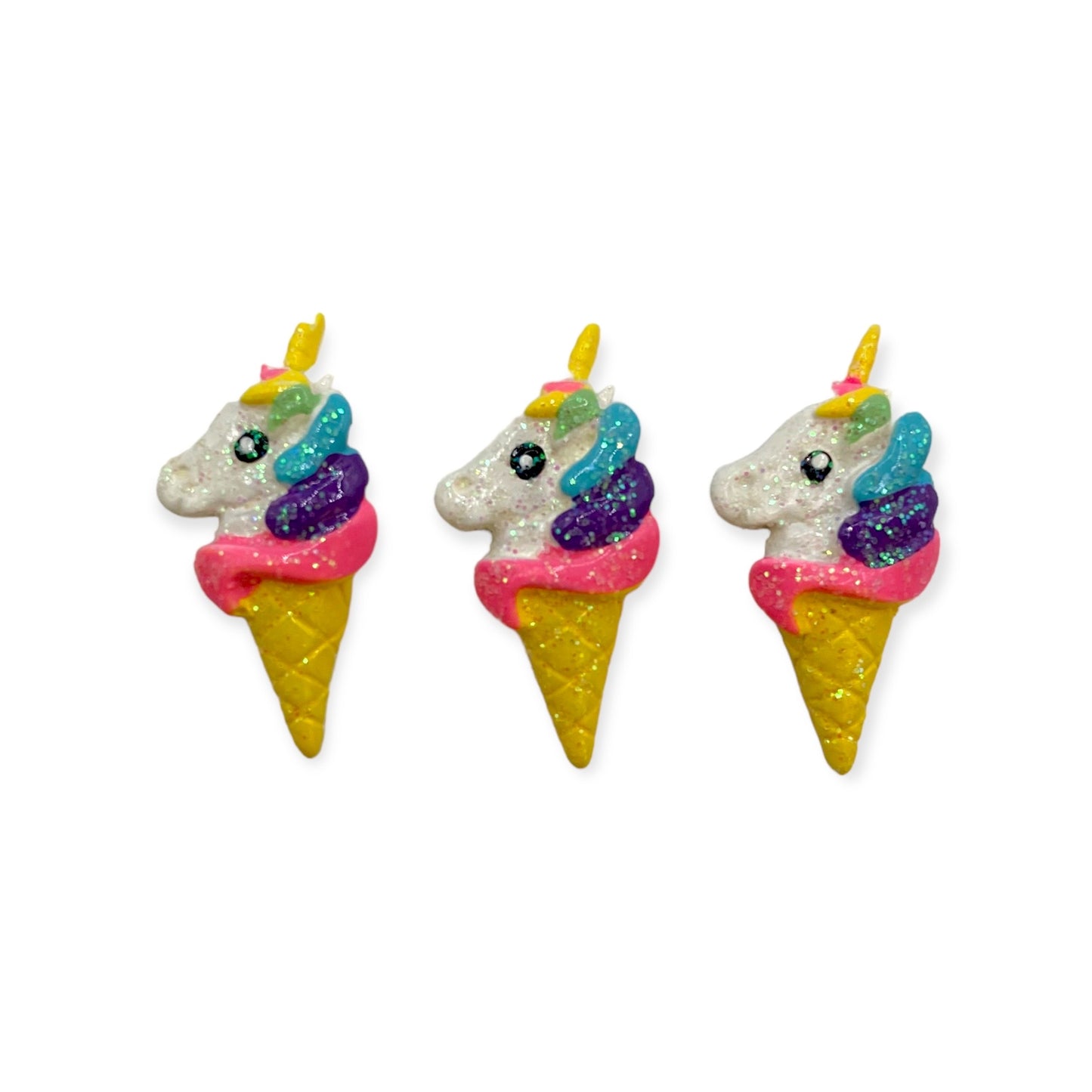 Nail Art Charms 3pcs Unicorn Ice Cream