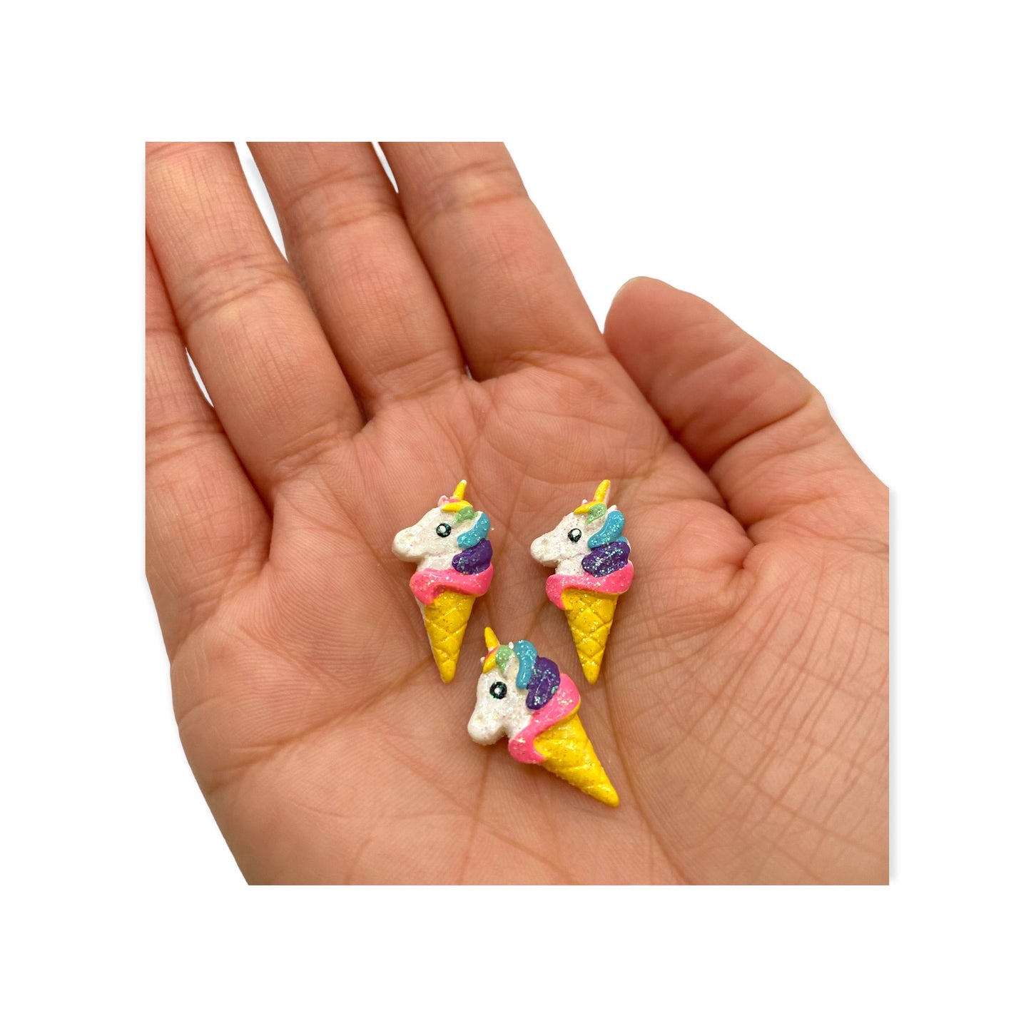 Nail Art Charms 3pcs Unicorn Ice Cream